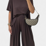 Conjunto Casual Trista de Top Suave y Pantalones de Pierna Ancha