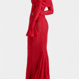 Vestido Maxi de Encaje Rosalie con Hombros Descubiertos
