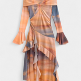 Vestido Largo Asimétrico Agentha con Estampado Tie-Dye
