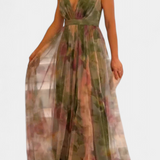 Vestido Maxi Floral Ingrid con Escote en V