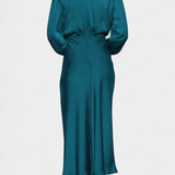 Vestido Maxi Cecila con Cuello Alto y Detalle Floral