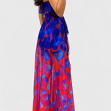 Vestido Maxi Andy Sin Mangas con Capas Volantes y Corte en Degradé