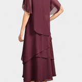 Vestido de Chiffon Asimétrico Cornelia con Silueta Fluida