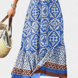 Falda Maxi Impresa Ethel con Volantes