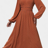 Vestido Midi de Oficina Faela con Puntos Suizos