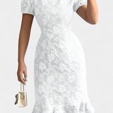 Vestido Midi Ajustado Champel con Mangas Abullonadas