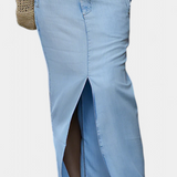 Conjunto de Denim Asimétrico Apolonia con Apertura Elegante
