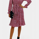 Vestido Midi Plisado con Estampado de Leopardo Evabeth