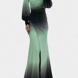 Vestido Maxi Julitta Ombre con Mangas Off-Shoulder