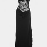 Vestido Maxi de Encaje Asimétrico Castanza