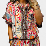 Conjunto Hallie Boho con Pantalones Anchos y Blusa con Flecos