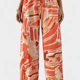 Pantalones de Pierna Ancha Senda con Estampado Abstracto