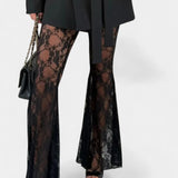Conjunto de Blazer Oversized Demelza y Pantalones de Encaje Floral