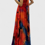 Vestido Maxi de Chiffón con Estampado Floral Caprice y Cuello Halter