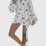 Vestido Romara Mini Spot con Mangas Largas y Cintura Ajustada