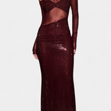 Vestido de Noche Dottie con Detalles Transparentes