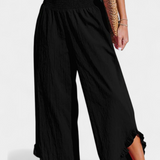 Pantalones Palazzo Justina con Volantes y Cintura Alta