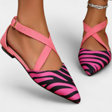 Bailarinas Fenna con Estampado de Cebra y Tiras Cruzadas