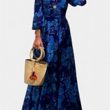 Vestido Davina Largo Off-Shoulder con Estampado Floral Romántico