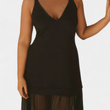 Vestido Sheer Ersilien con Superposición Semitransparente y Forro Ajustado