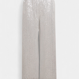 Pantalones de Lentejuelas de Cintura Alta Elva con Corte Relajado