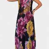 Vestido de Chifón Plisado Largo Shaya con Estampado