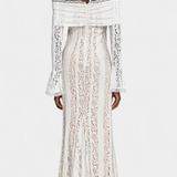 Vestido Maxi de Encaje Rosalie con Hombros Descubiertos