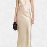 Vestido Midi Halter Elvera con Roseta