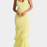 Vestido Maxi Padeline con Volantes y Espalda Descubierta