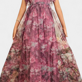 Vestido Largo de Chiffon Mariana con Estampado Floral