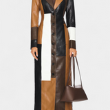Abrigo Trench de Cuero Patchwork Norelle
