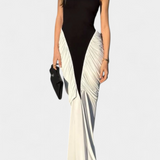 Vestido Midi Bicolor Ariana con Pliegues