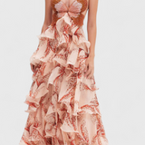 Vestido Juliette con Volantes y Escote Joyas