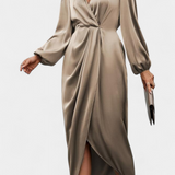 Vestido Largo Elegante Giada con Escote en V y Abertura Lateral