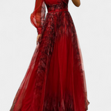 Vestido Maxi de Chiffon Becca con Un Hombro y Flor Voluminosa