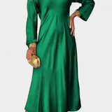 Vestido Riva Fluido con Escote en V y Mangas Largas