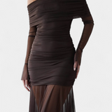 Vestido Maxi Strapless Desiree con Pliegues Esculturales