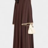 Abaya Fluida de Ginebra con Bordado en Oro