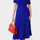 Vestido de Trabajo Midi Seliora con Cinturón y Pliegues