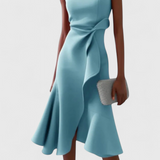 Vestido Midi Asimétrico Claudia con Elegante Drapeo