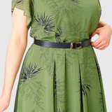 Vestido Midi de Chiffon Verde Lupita con Corte A-Line