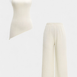 Conjunto Pilarica con Top Halter Asimétrico y Pantalones Fluidos