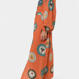 Vestido Maxi de Lino Sibley con Estampado Exclusivo y Cinturón