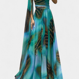 Vestido Maxi Cedara de Un Hombro con Detalle Floral