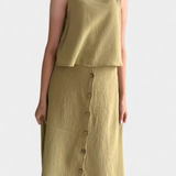 Conjunto de Algodón Naha con Chaleco y Botones Frontales