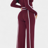 Conjunto Krystelle con Top Off-Shoulder y Pantalones de Corte Recto