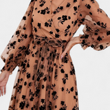 Vestido Maxi de Encaje Floral Iolanda con Mangas de Linterna