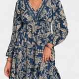 Vestido Maxi Lunetta con Estampado Floral y Mangas Abullonadas
