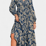 Vestido Maxi Lunetta con Estampado Floral y Mangas Abullonadas