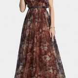 Vestido Largo de Chiffon Mariana con Estampado Floral